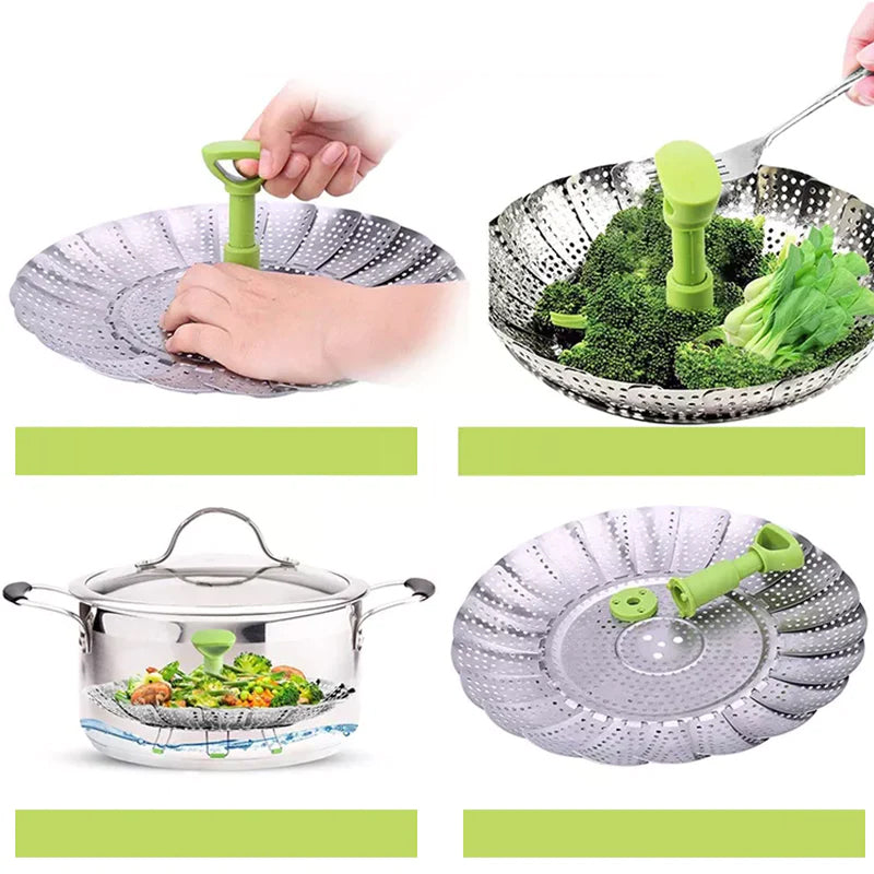 (1+1 Free)Kuchmi™ - Folding steel steamer in flower shape - Prepare your meal without losing the nutrients! [Discount Sista Dagen]