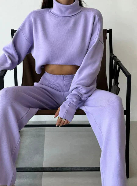 Alicia™ - Knitted turtleneck sweater and pants set