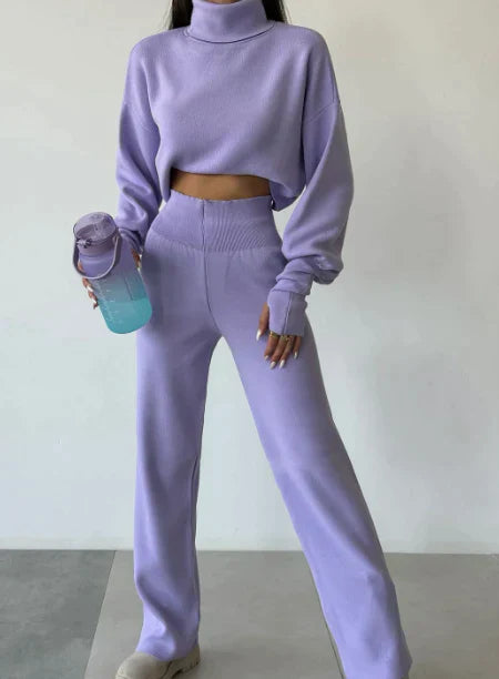 Alicia™ - Knitted turtleneck sweater and pants set