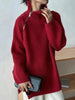 Scarlet™ - Red monochrome sweater with high neckline