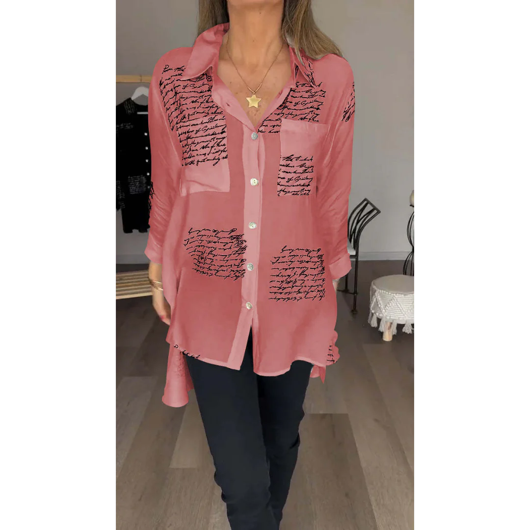 Ellie Chic Letter Print Blouse