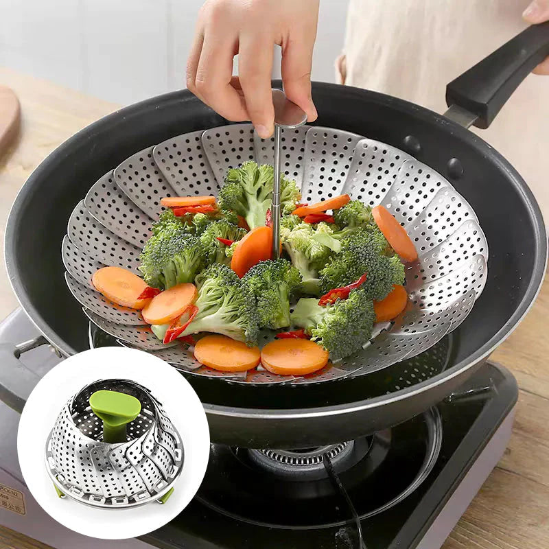 (1+1 Free)Kuchmi™ - Folding steel steamer in flower shape - Prepare your meal without losing the nutrients! [Discount Sista Dagen]