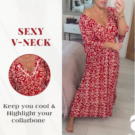 Mary Boho Print V-Neck Maxi Dress