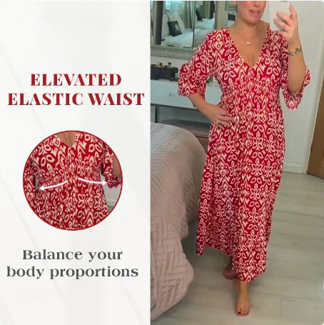 Mary Boho Print V-Neck Maxi Dress