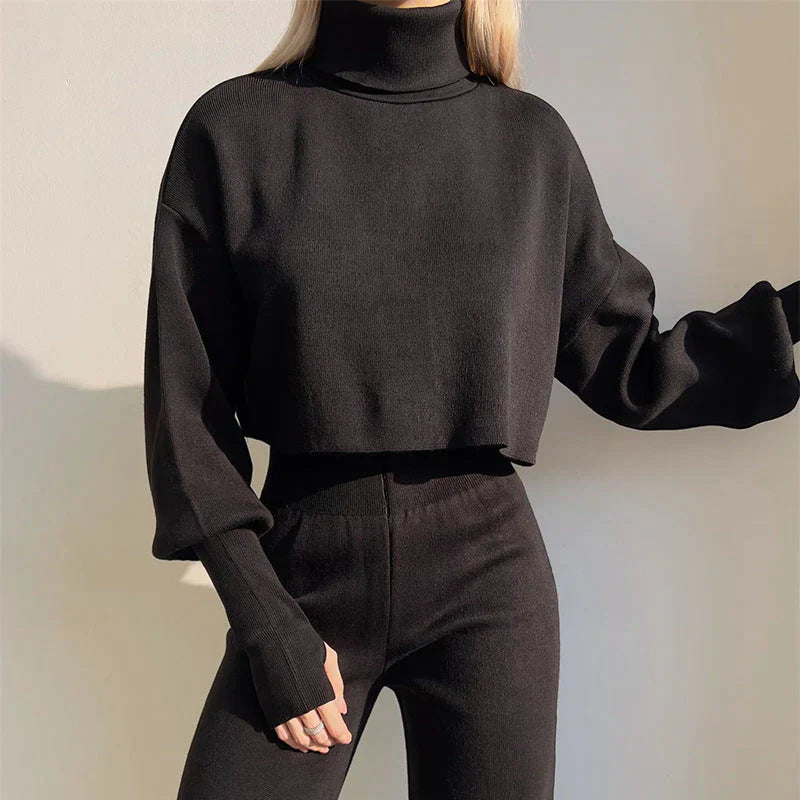 Alicia™ - Knitted turtleneck sweater and pants set