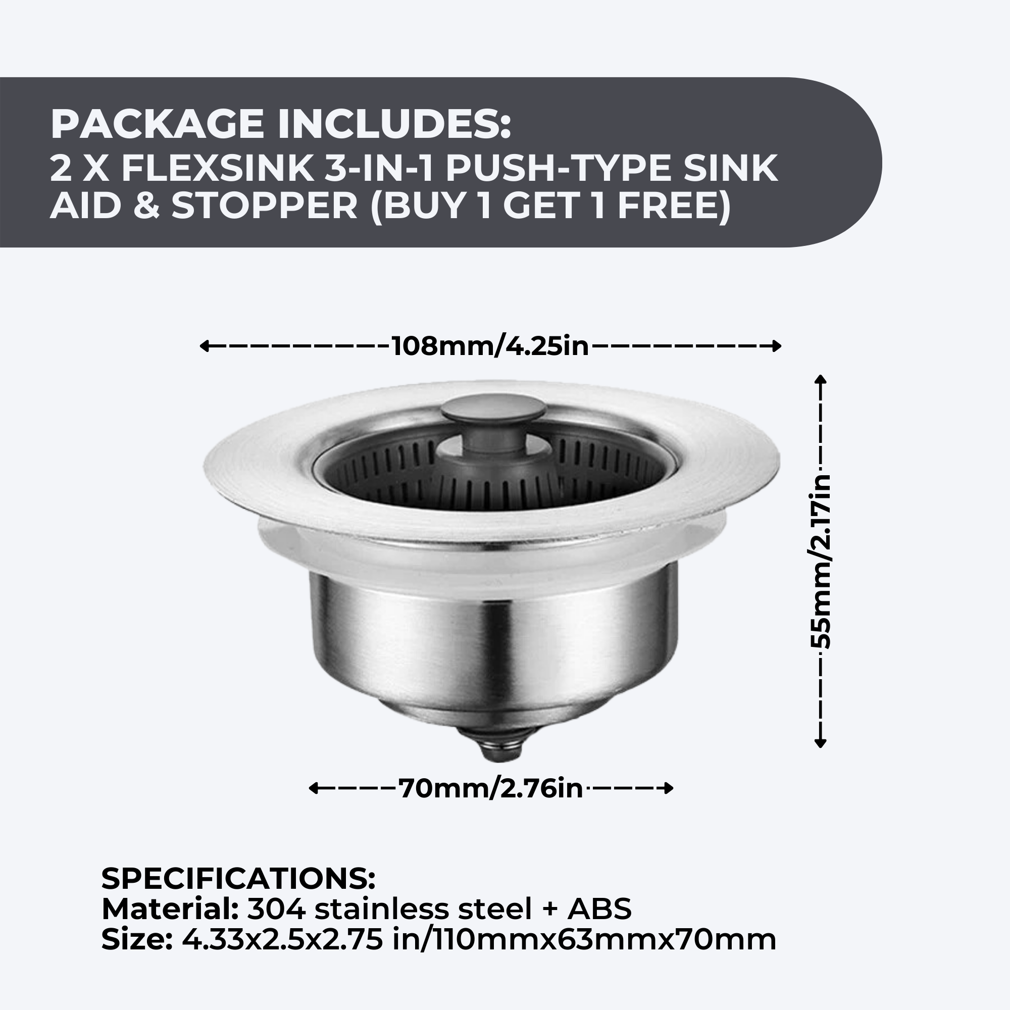 1+1 Free| FlexSink™ - 3-in-1 sink aid and stopper with pressure function [Last day discount]