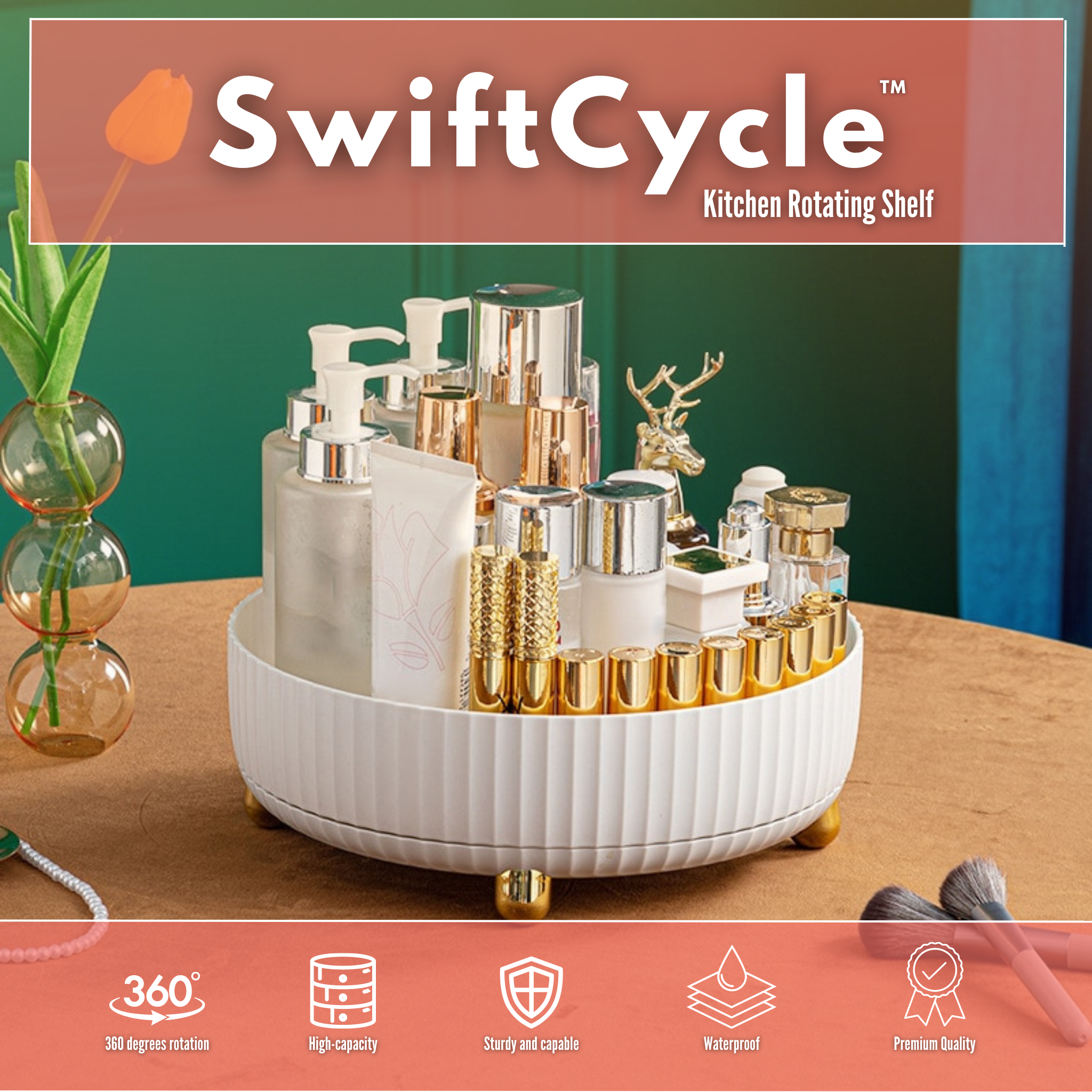 SwiftCycle™ Kitchen Rotating Shelf