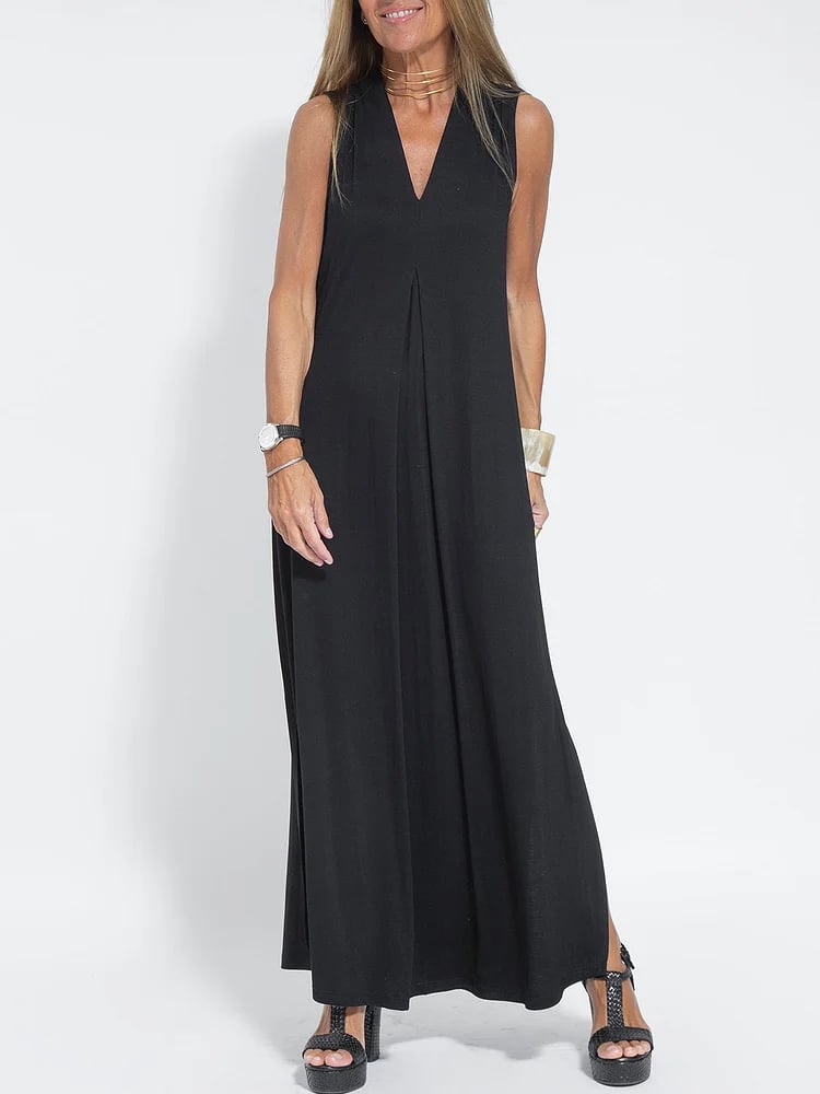 SleekSiren Elegant Solid Color Sleeveless Maxi Dress