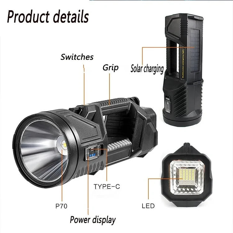 Solight USB Rechargeable Solar-Powered Handheld Searchlight