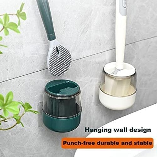 Silieasy Punch-Free Wall-Mounted Silicone Toilet Brush with Long Handle