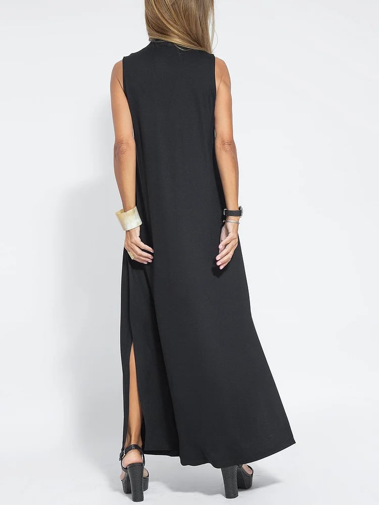 SleekSiren Elegant Solid Color Sleeveless Maxi Dress