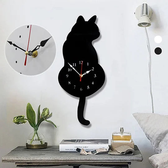 Cattime Nordic Cat Tail Wagging Wall Clock